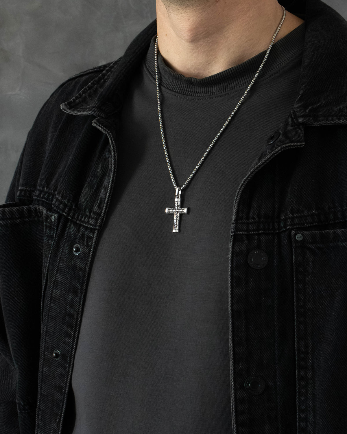 Brutal Braided Cross Pendant Bound Rope Design Silver