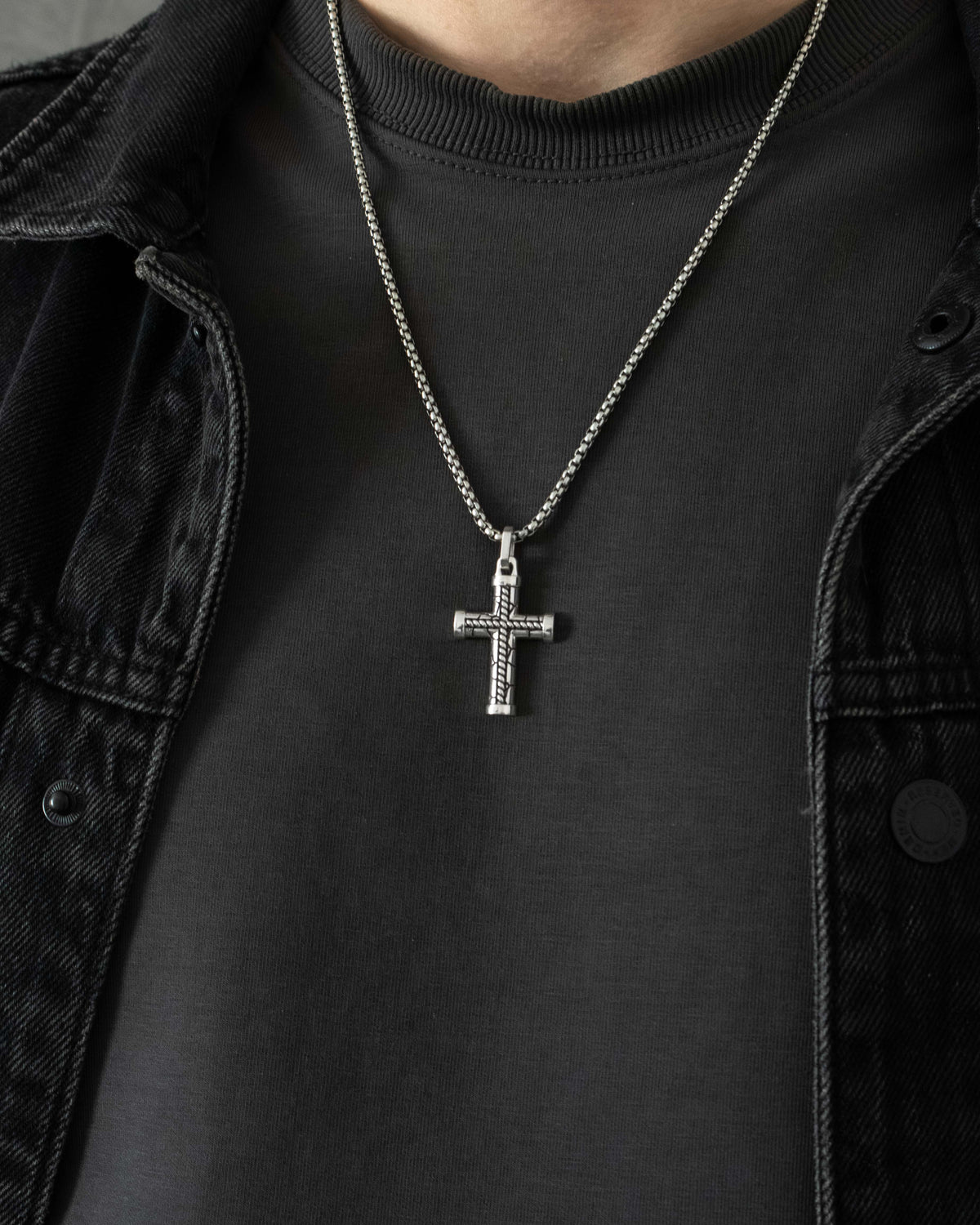 Brutal Braided Cross Pendant Bound Rope Design Silver