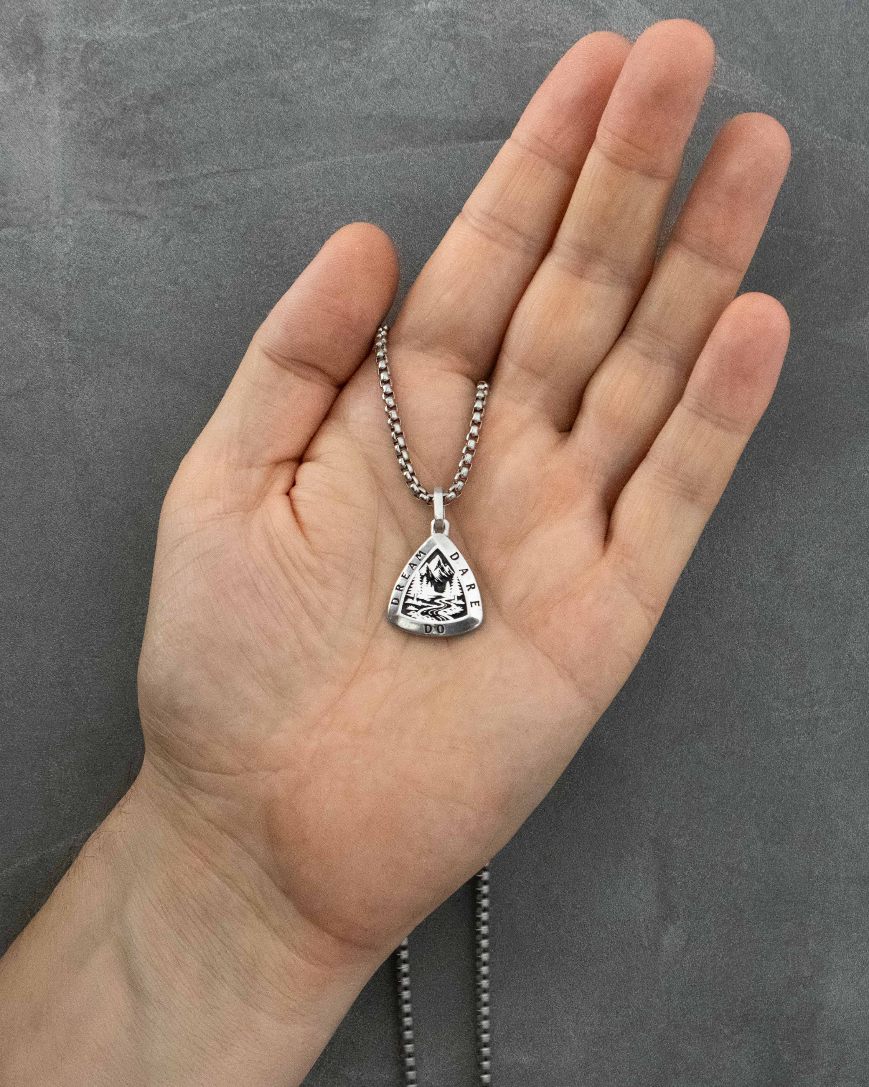 Mountains & Forest Motivational Necklace Dream Dare Do