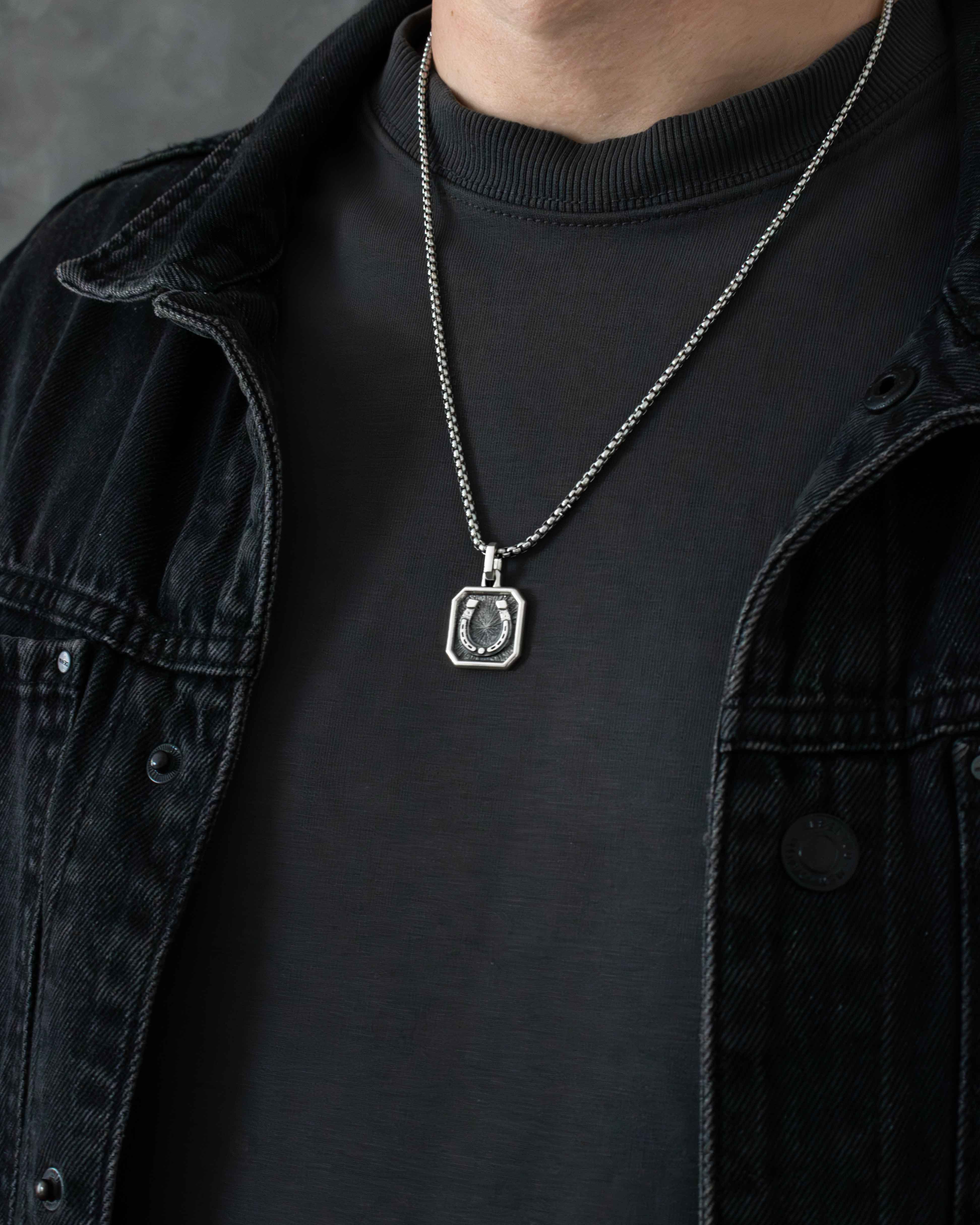 Horseshoe Pendant Silver Amulet for Luck & Prosperity