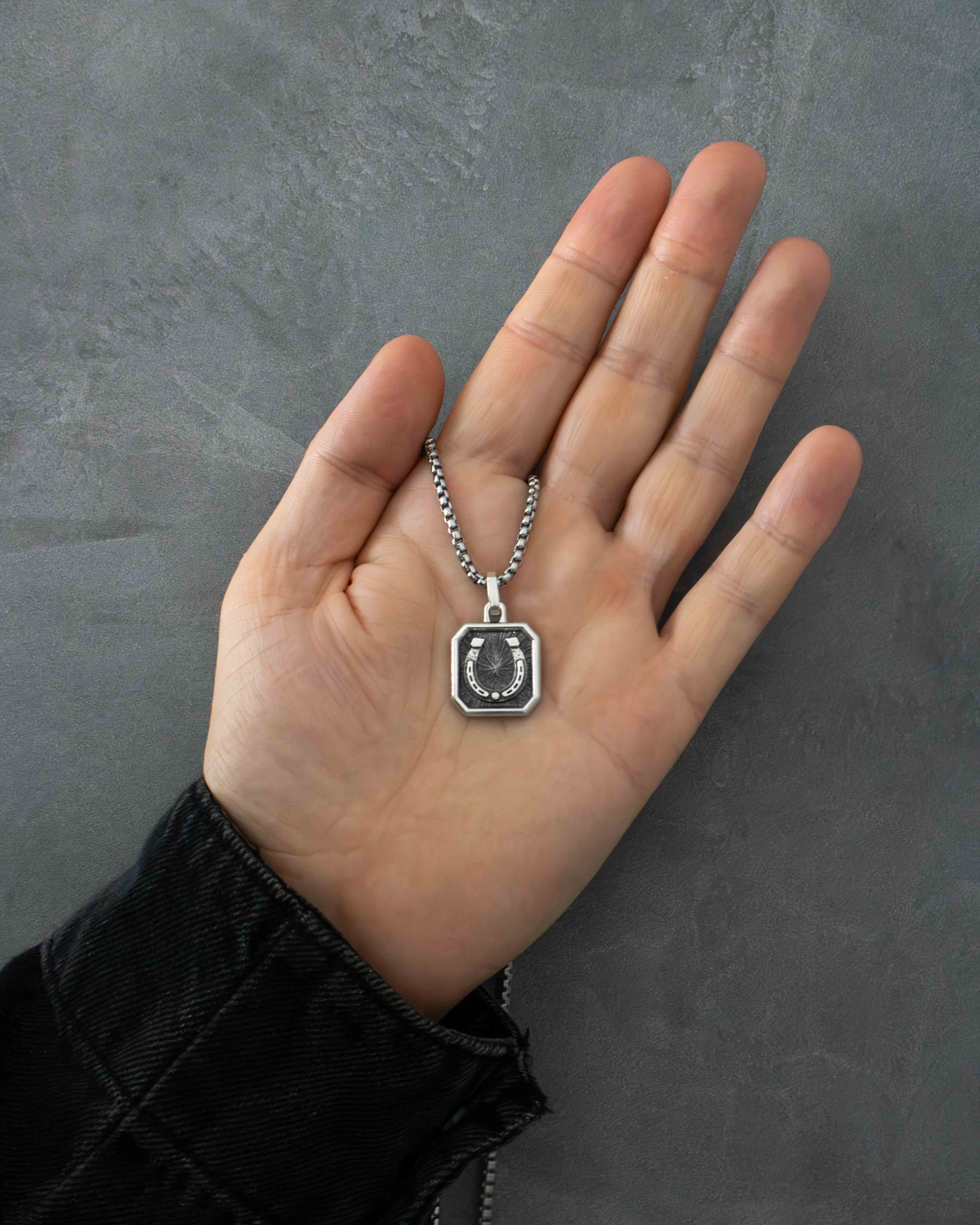 Lucky Horseshoe Necklace Pendant Fine Silver 925