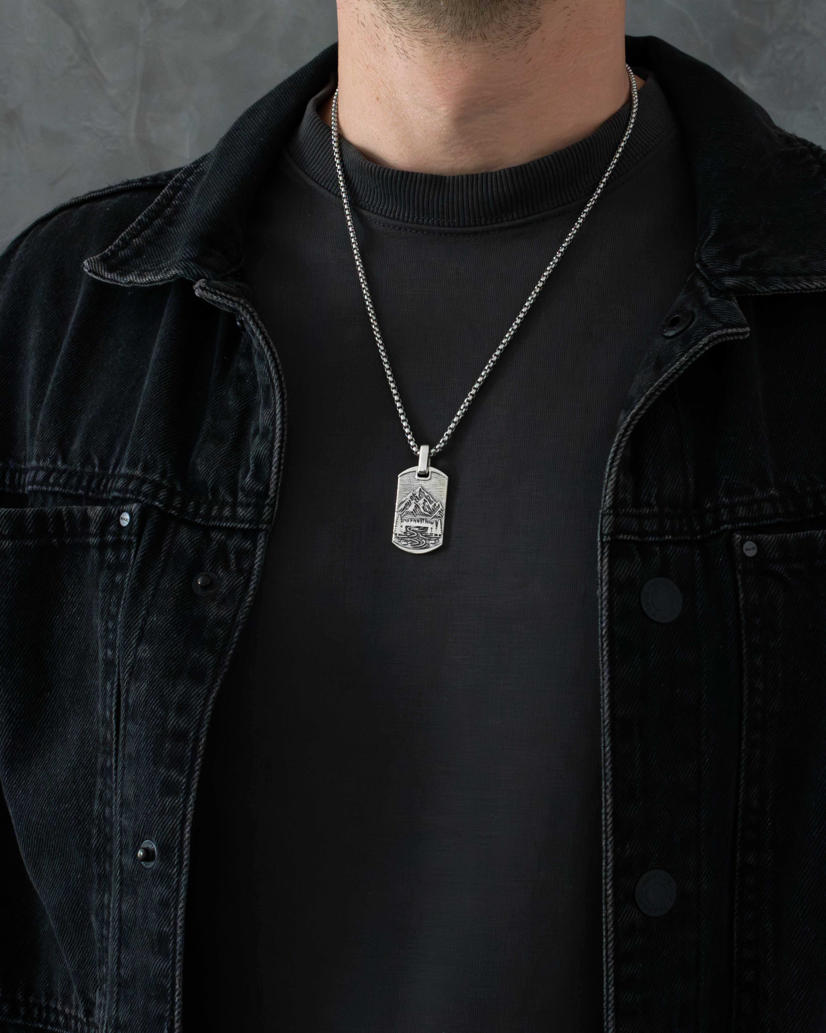 Mountains and Forest Nature Pendant Sterling Silver