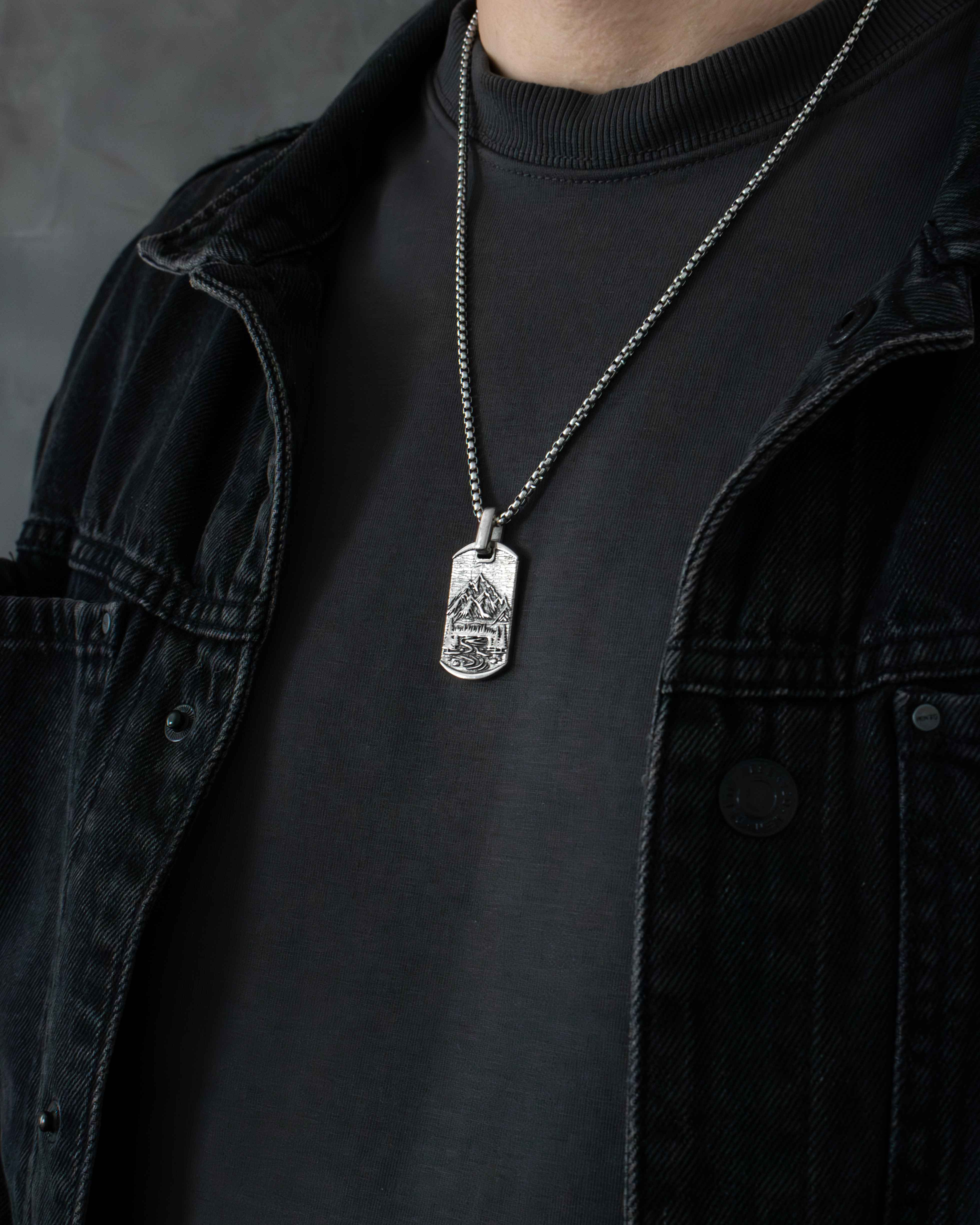 Mountains and Forest Nature Pendant Sterling Silver