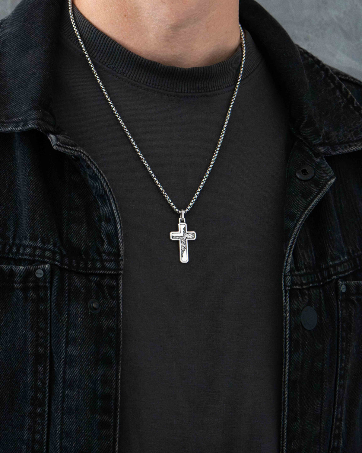 Molten Cross Necklace Sterling Silver Masculine Design