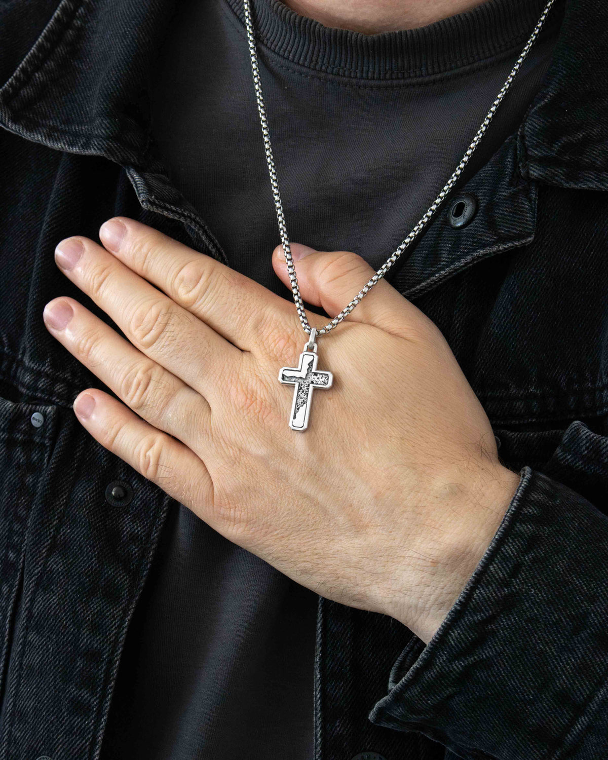 Molten Cross Necklace Sterling Silver Masculine Design