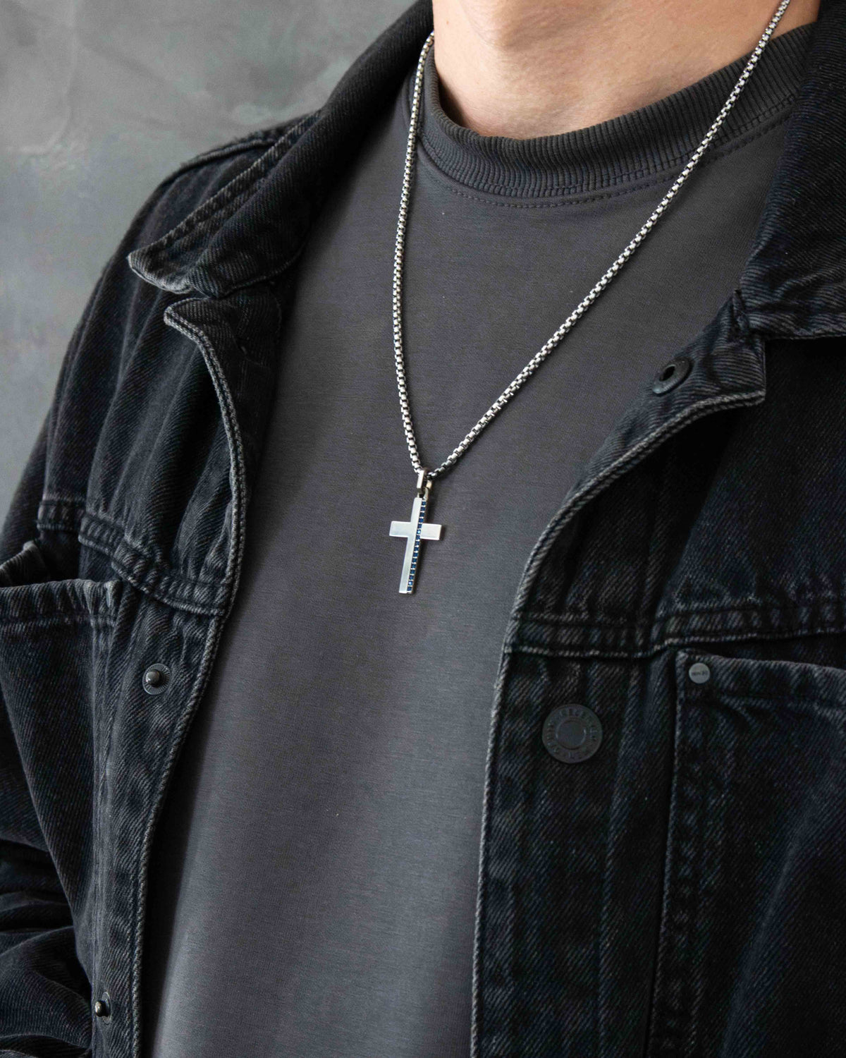Blue Sapphire Cross Necklace Silver Minimalist Style