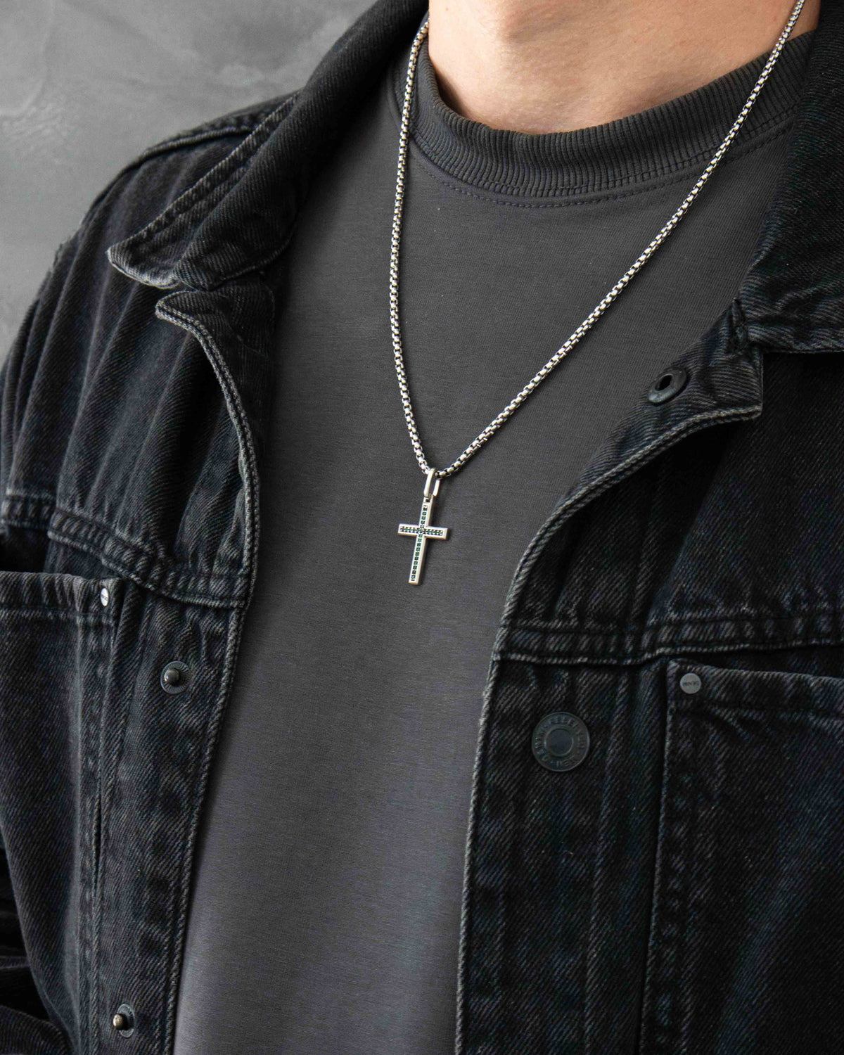 Emerald Cross Necklace Silver Multi Stone Minimal Style