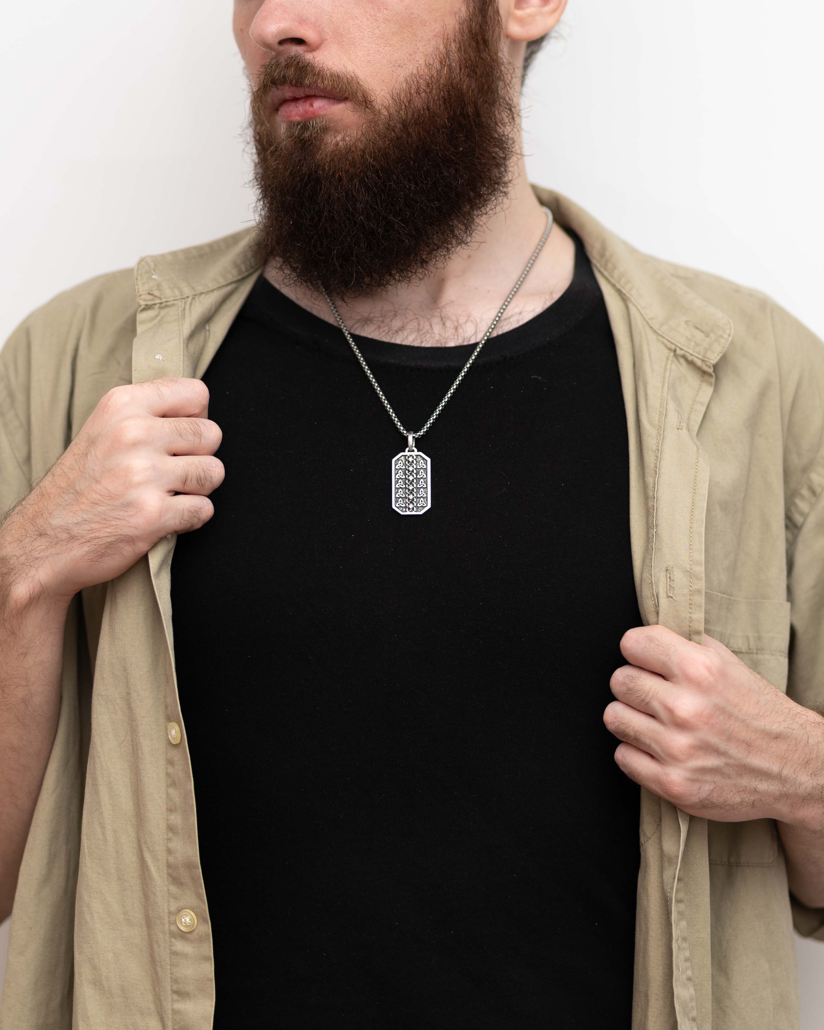 Irish knot & Trinity Silver Celtic Necklace for Men