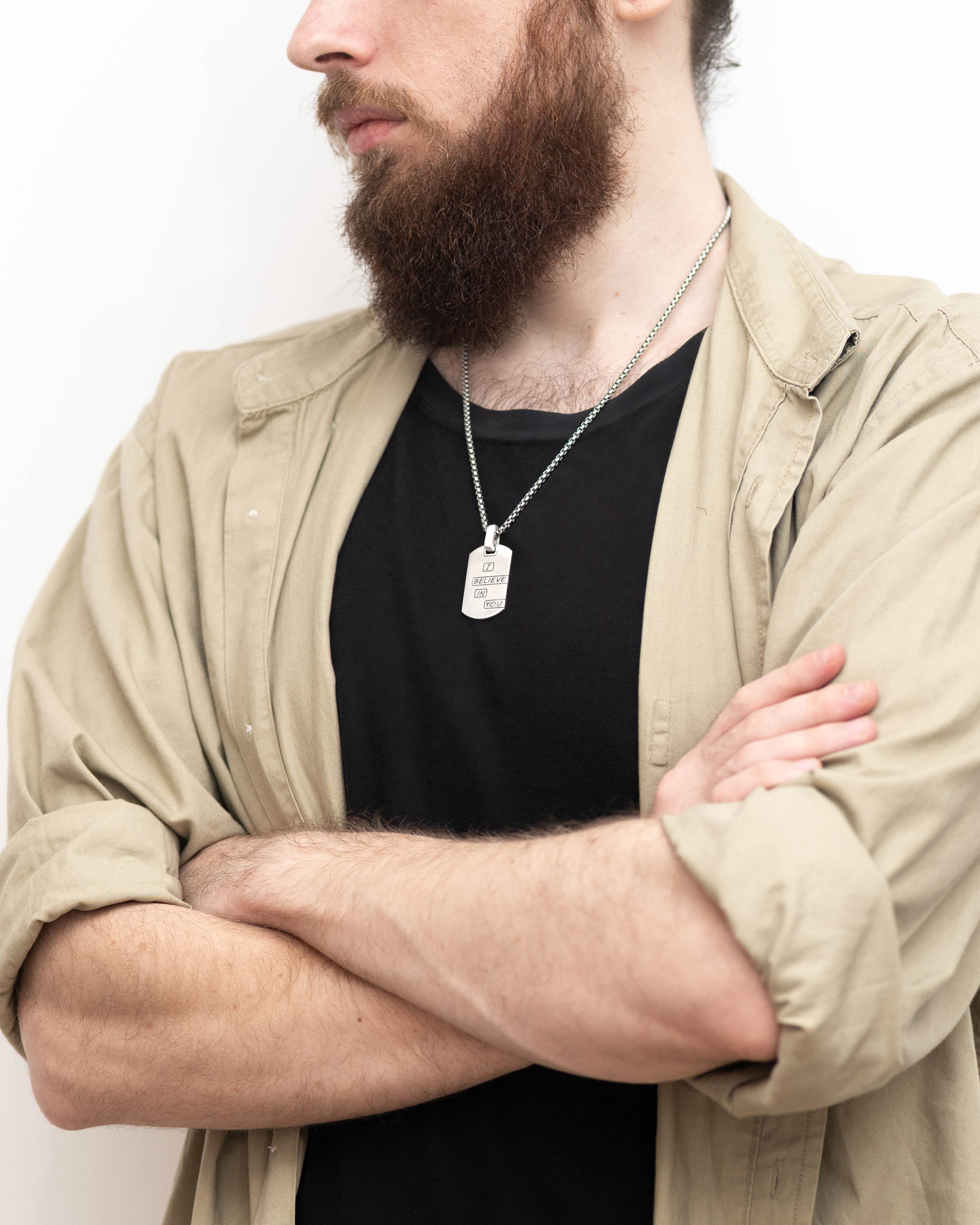 Silver Motivational Tag Pendant I Beleive in You