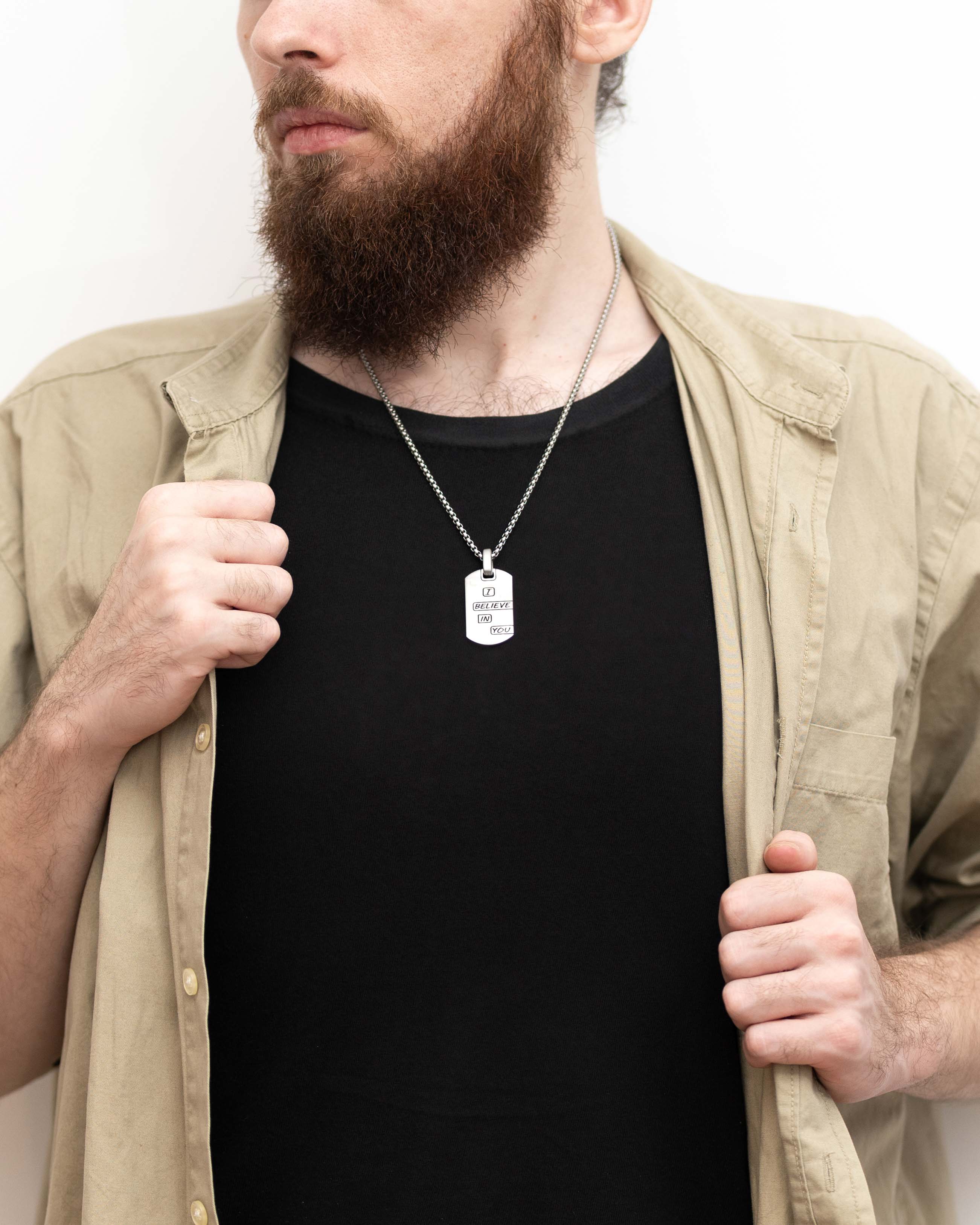 Silver Motivational Tag Pendant I Beleive in You