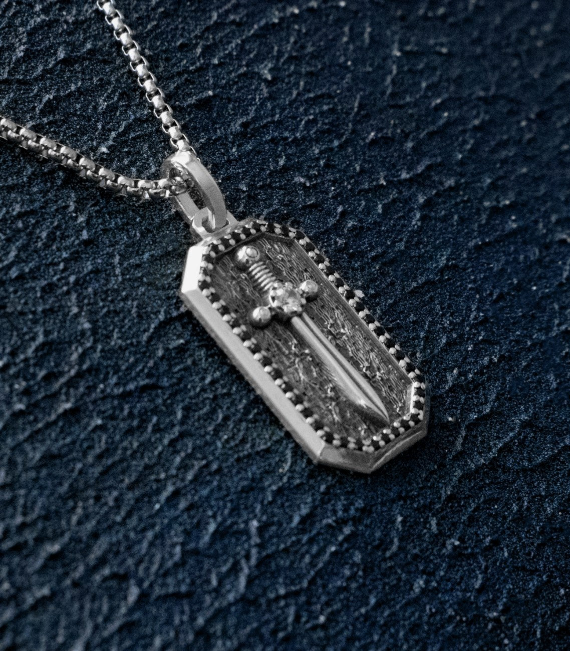 Mens Sword Necklace Silver Anniversary Gift of Faith