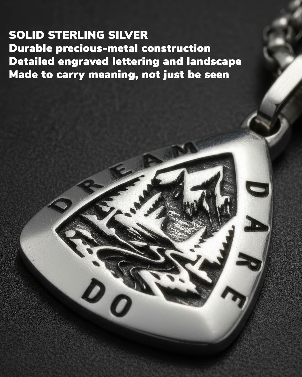 Mountains & Forest Motivational Necklace Dream Dare Do