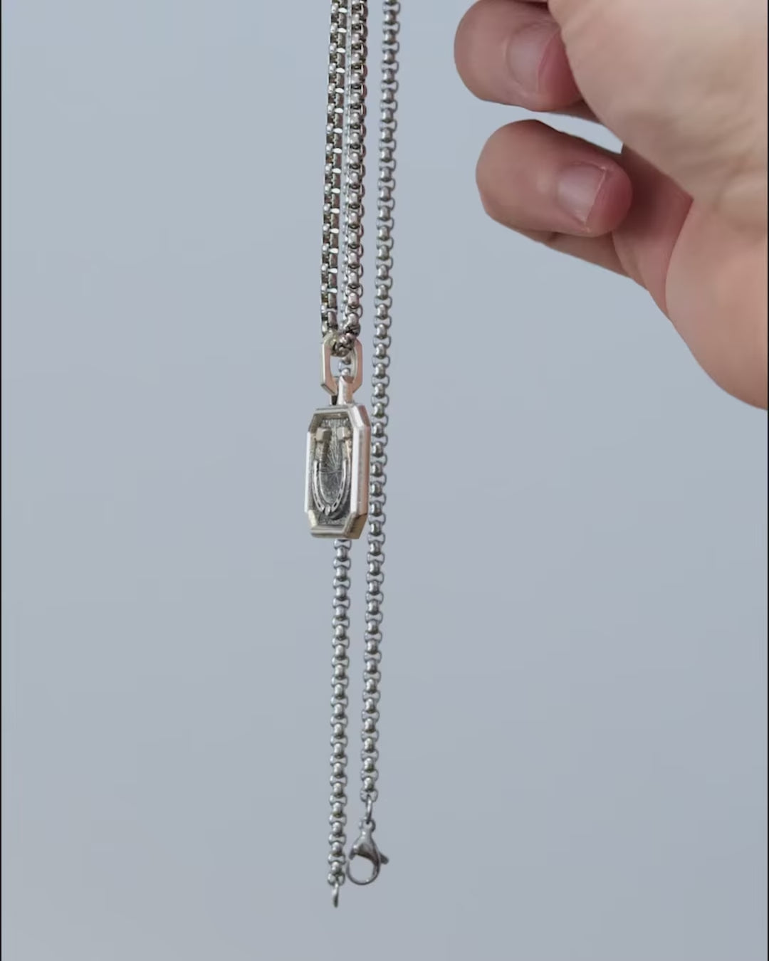 Horseshoe Pendant Silver Amulet for Luck & Prosperity
