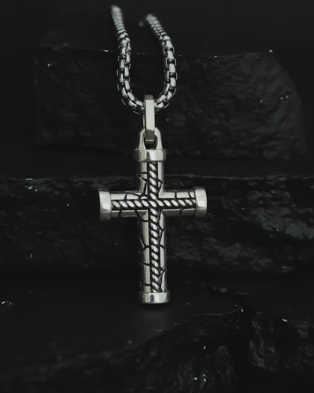 Brutal Braided Cross Pendant Bound Rope Design Silver