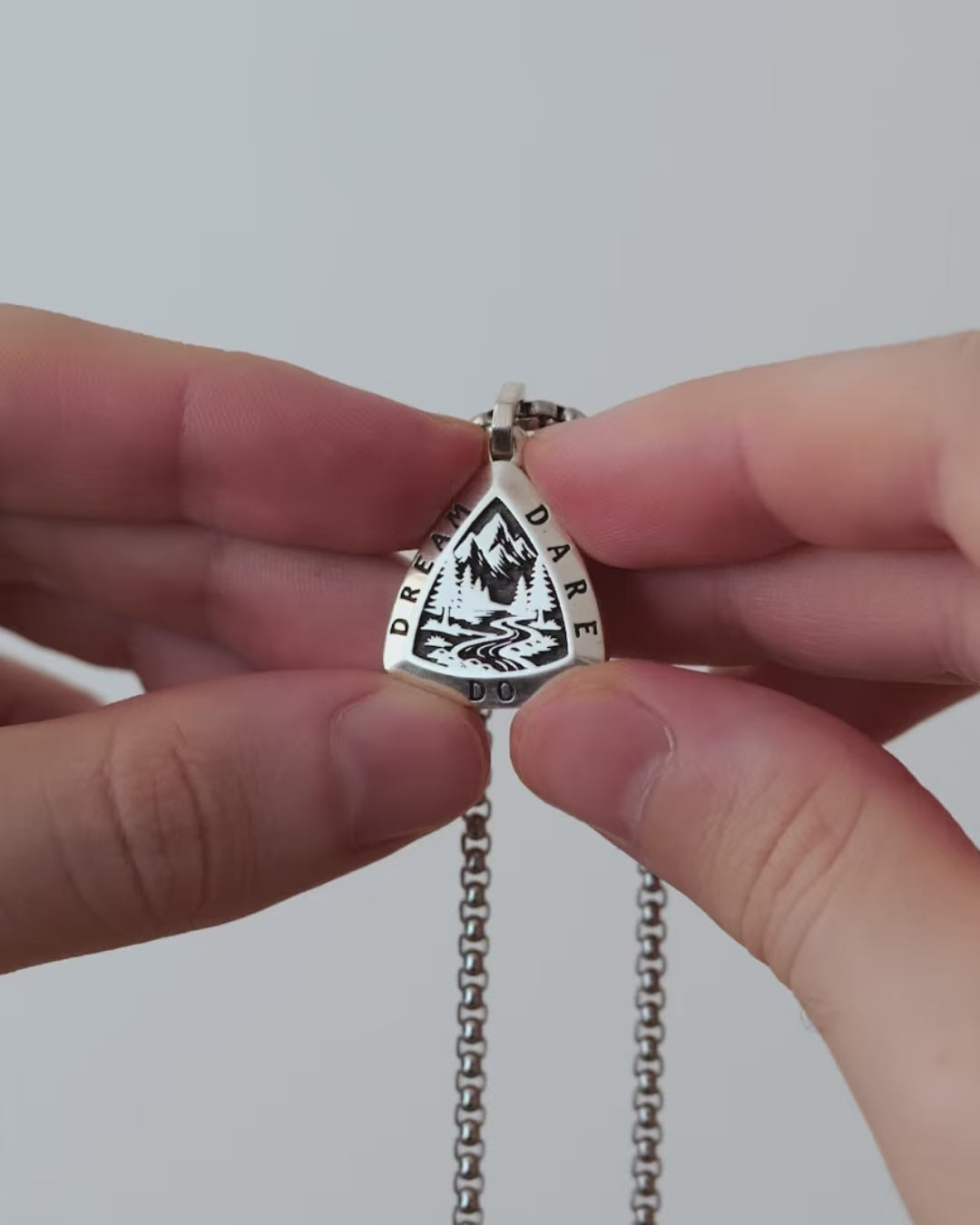Mountains & Forest Motivational Necklace Dream Dare Do
