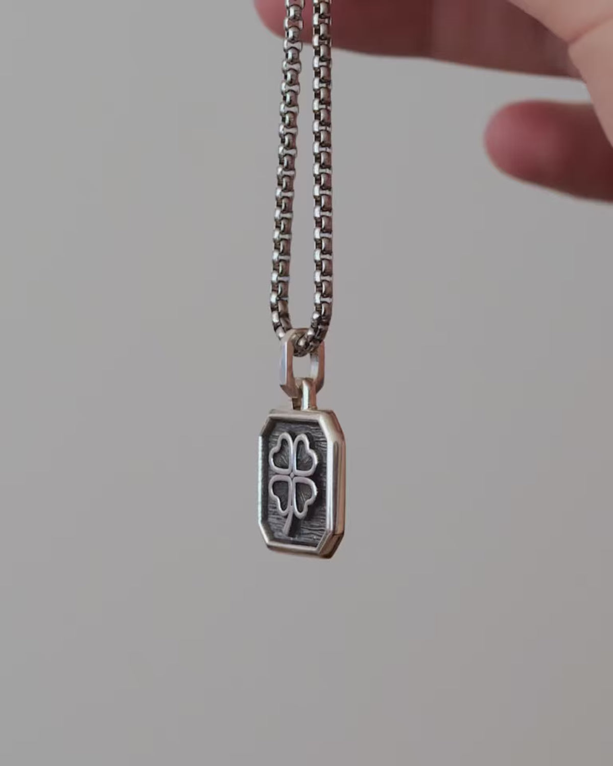 Outlined Clover Pendant Necklace Sterling Silver