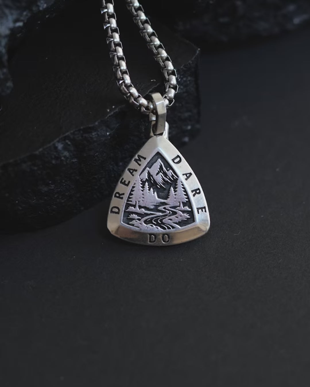 Mountains & Forest Motivational Necklace Dream Dare Do