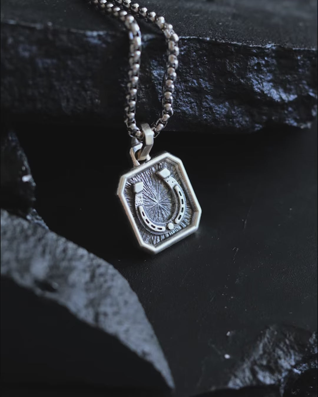 Horseshoe Pendant Silver Amulet for Luck & Prosperity
