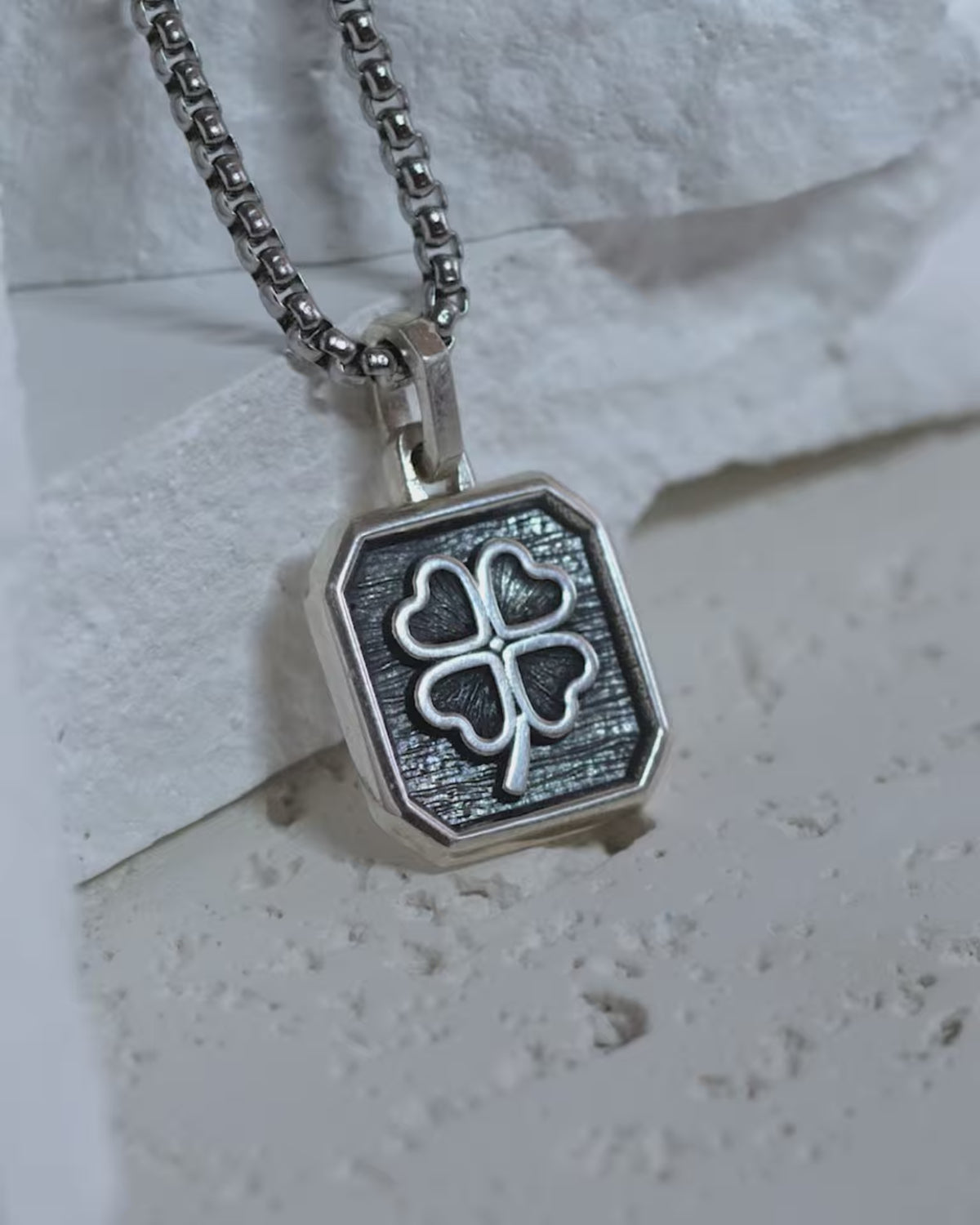 Outlined Clover Pendant Necklace Sterling Silver